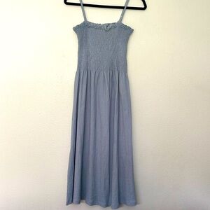 H&M blue smocked chest polyester elastine dress